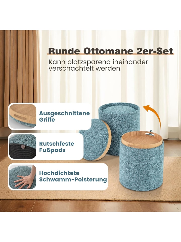 COSTWAY Sitzhocker 2er Set in Blau günstig kaufen onesize