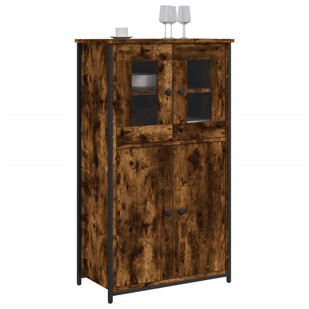vidaXL Anrichte Highboard Räuchereiche 62x32x106,5 cm Holzwerkstoff Glas Vitrine