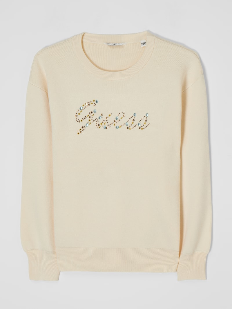 Pullover mit Logo in ecru