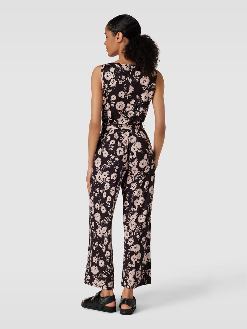 Jumpsuit mit floralem Allover-Muster in schwarz