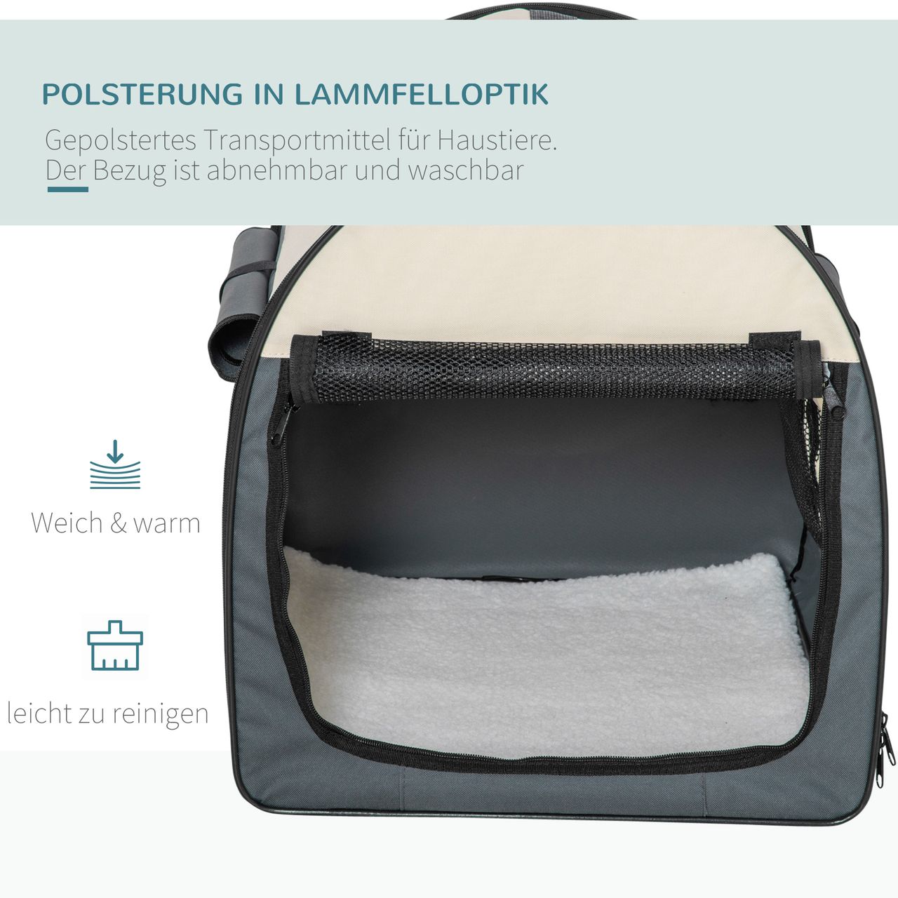 PawHut Hundebox Haustierrucksack mit Kissen faltbar Dunkelgrau 70 x 51 x 59 cm