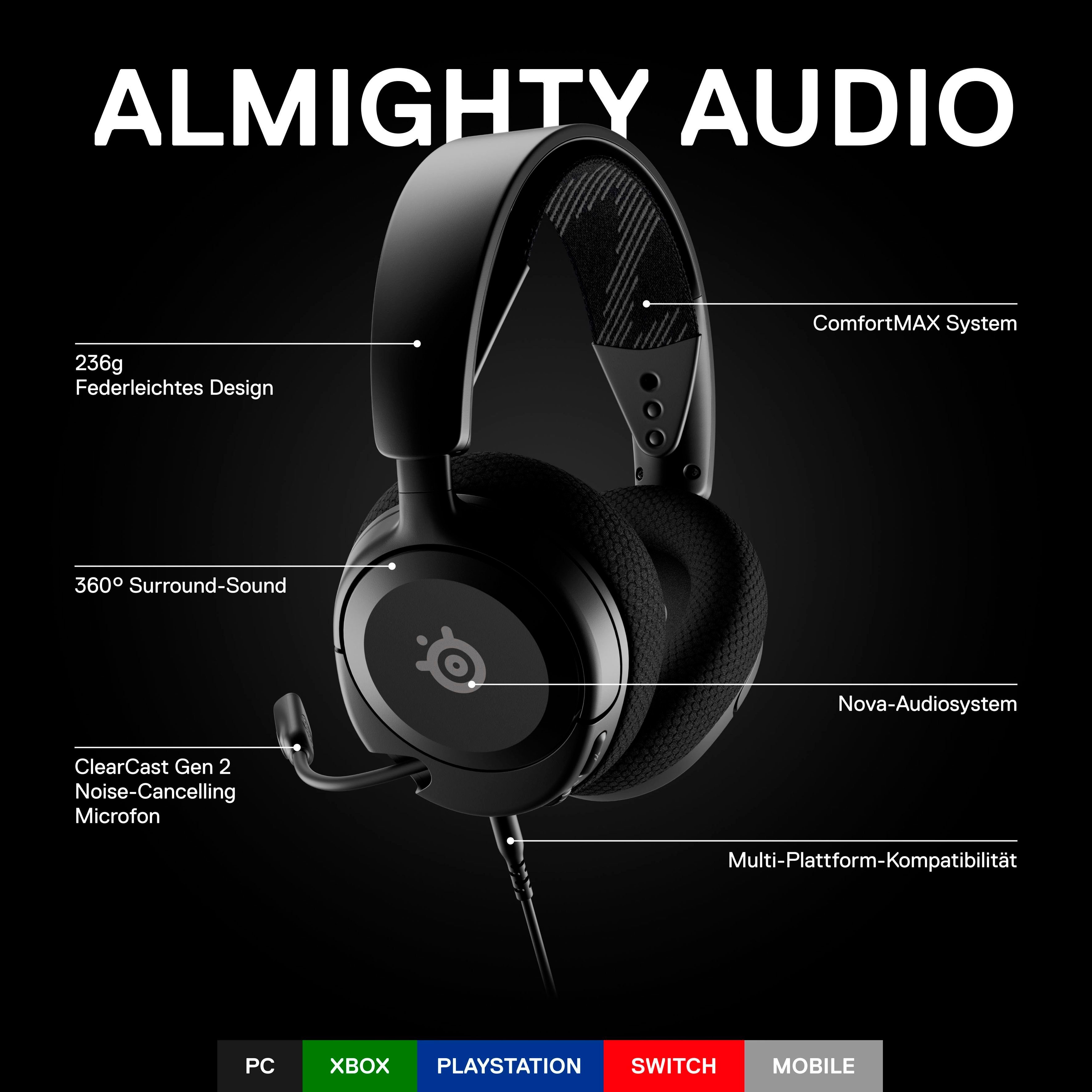 SteelSeries Arctis Nova 1 Gaming-Headset (Noise-Cancelling)