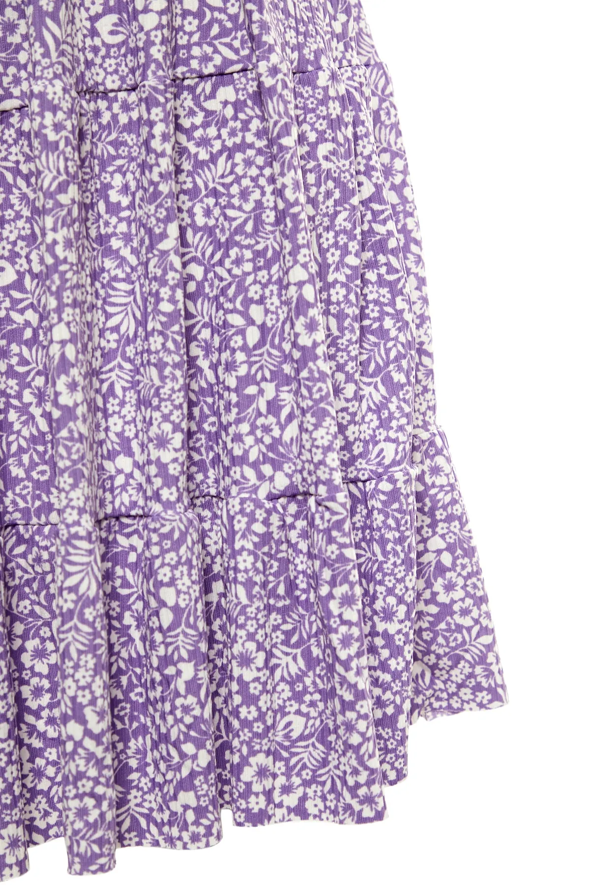 Trendyol Collection  Lila gemustertes, zweireihiges Mini-Strickkleid mit flexiblem Ausschnitt TWOSS21EL1554