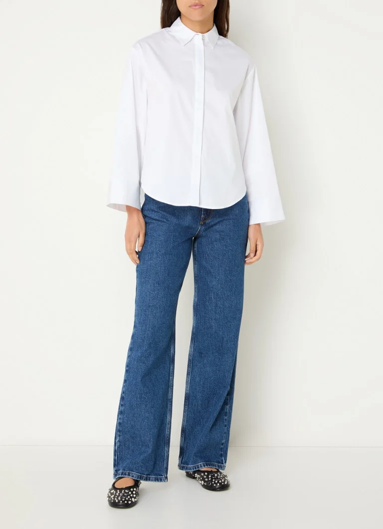 Selected Femme Jody blouse made of organic cotton with faux pearls