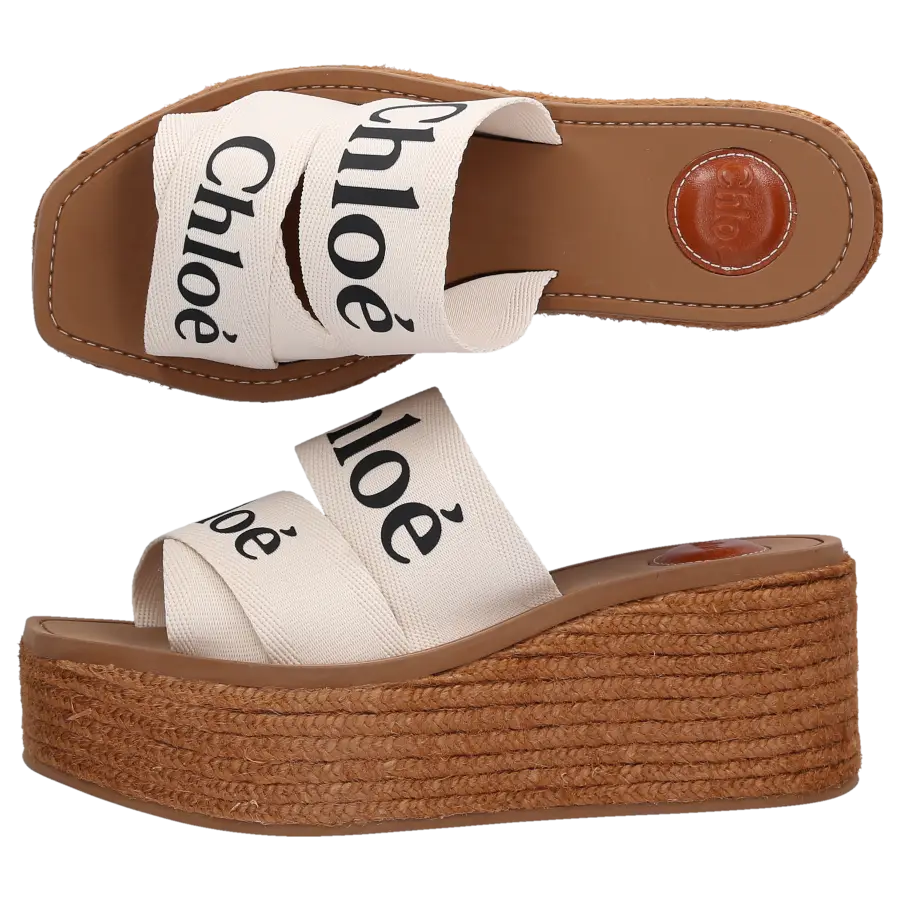 Chloé - Sandalen WOODY Baumwolle - weiß
