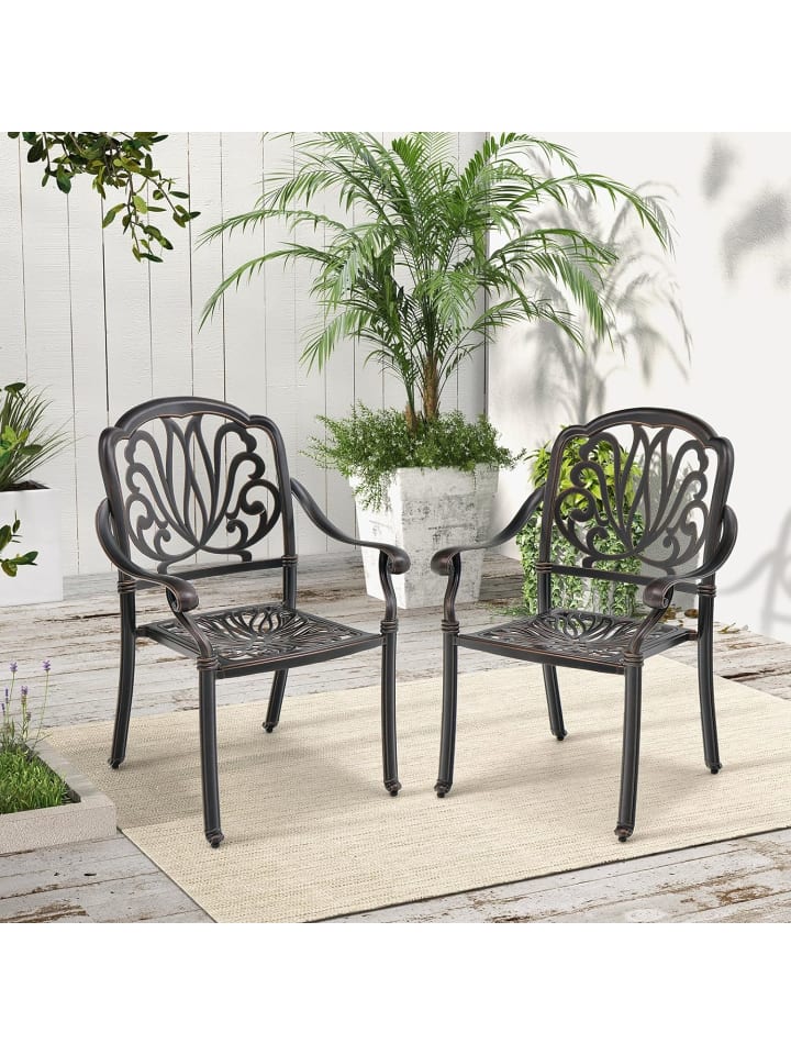 COSTWAY 2er Set Gartenstühle in Bronze günstig kaufen onesize