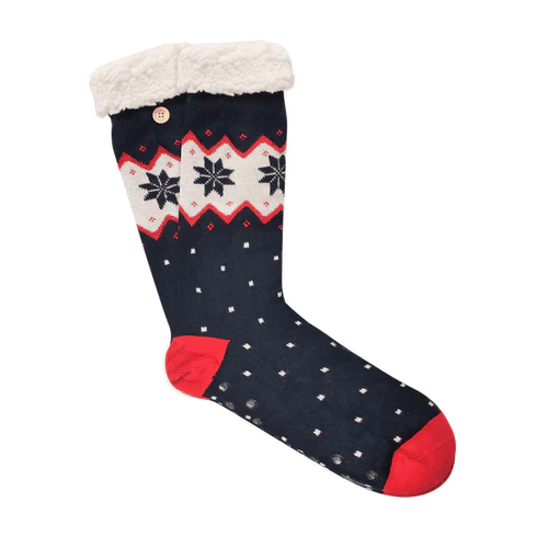 Navy blue snowflake socks