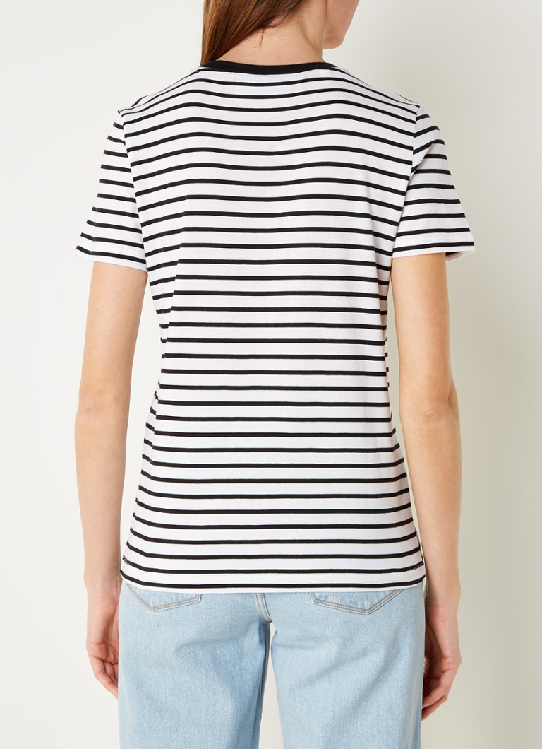 T-shirt essenziale da donna in cotone biologico con stampa a righe.