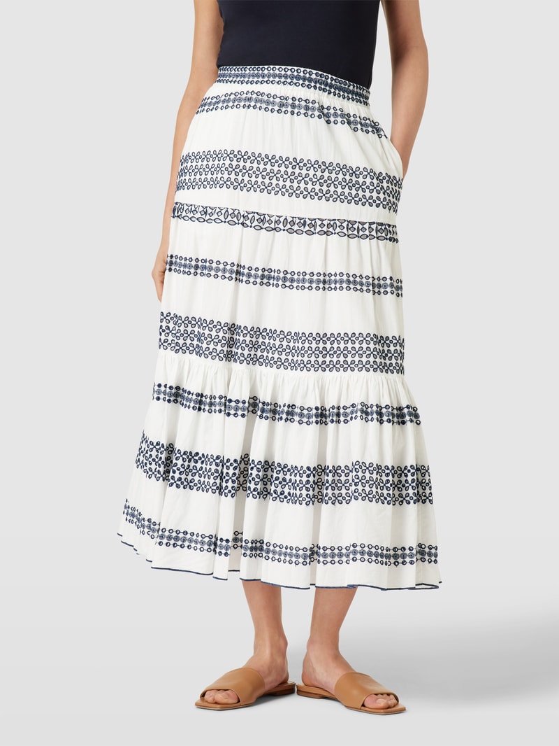 Maxirock mit Allover-Muster Modell 'Embro' in marineblau