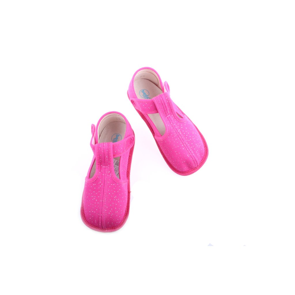 Beda rosa mit Glitzer schmalere Canvas Hausschuhe (BF-060010/W/02)