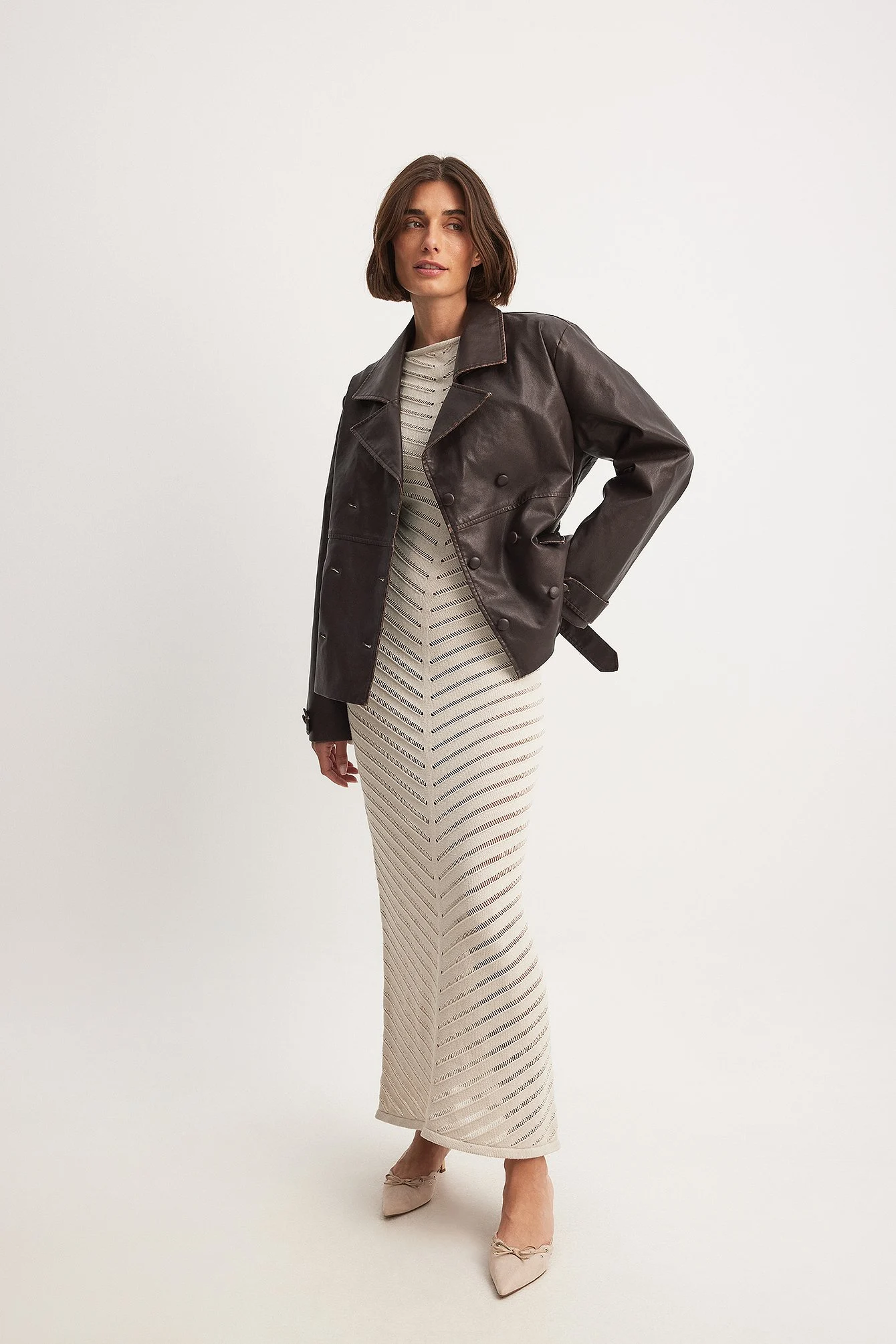 PU-Jacke mit Gürteldetail