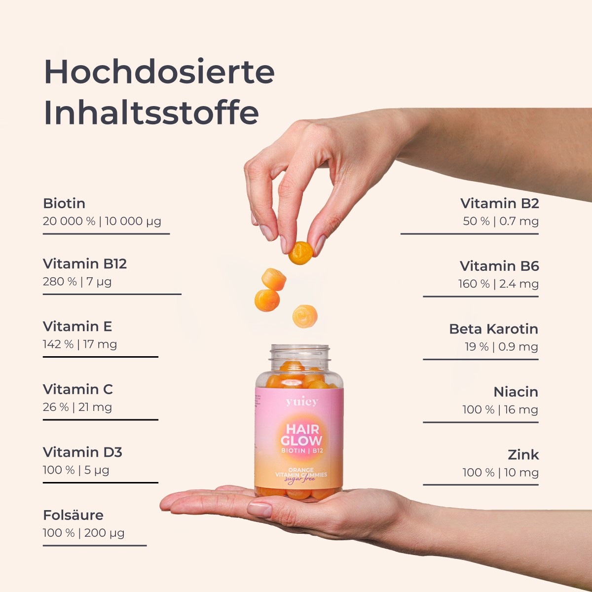 Hair Glow Vitamin Gummies - zuckerfrei