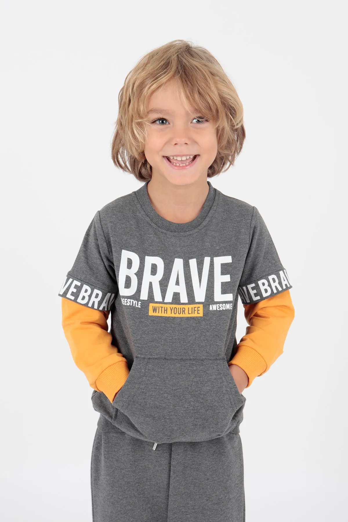 AHENGİM  Bedrucktes Brave-Trainingsanzug-Set für Jungen Ak2231