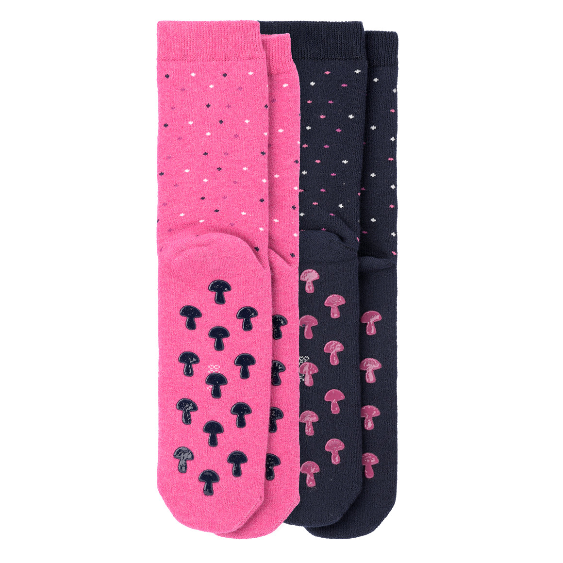 2 Paar Mädchen Stoppersocken mit Wald-Motiven