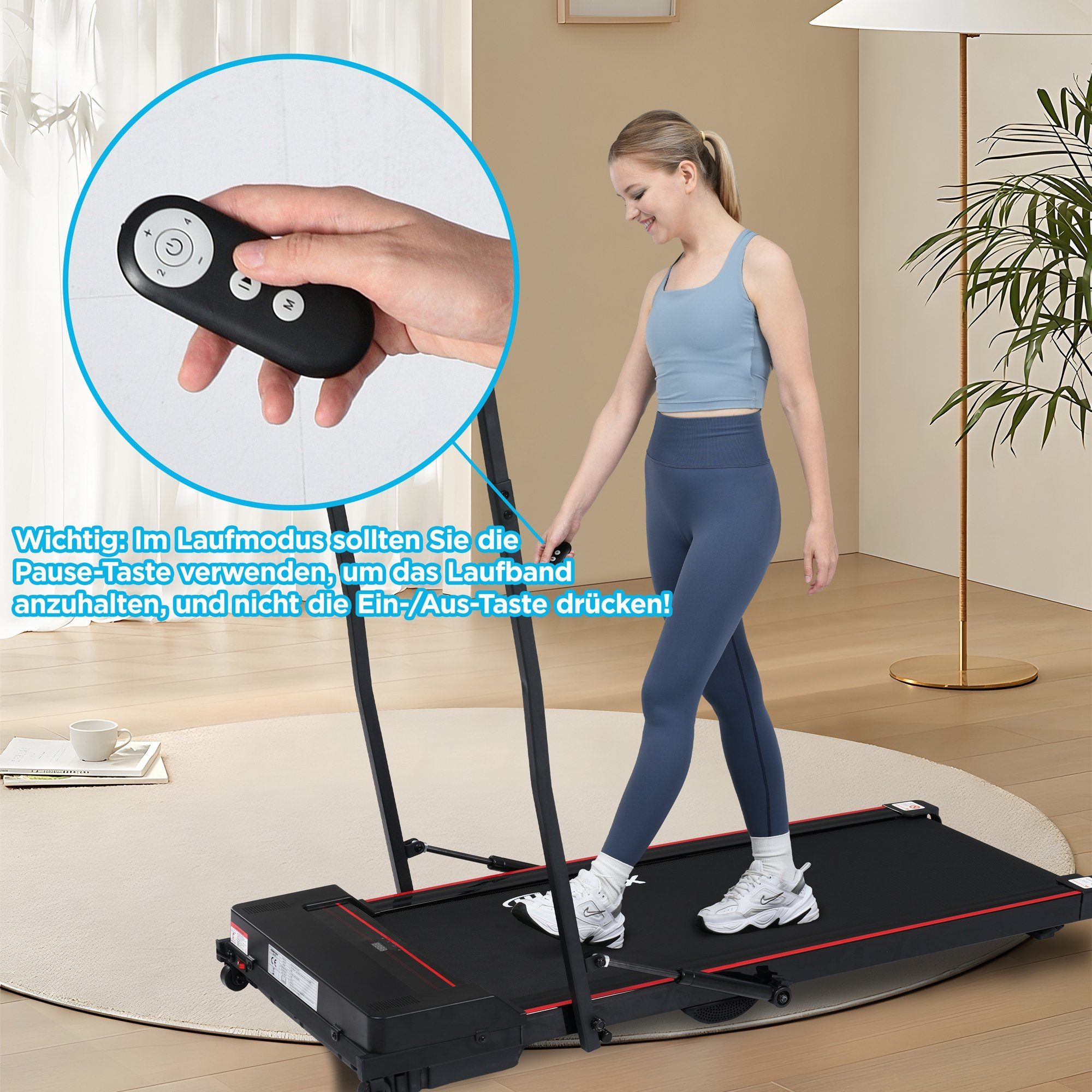 Merax Laufband, Klappbar, bis 12 km/h, Walking jogging Pad, mit Fernbedienung