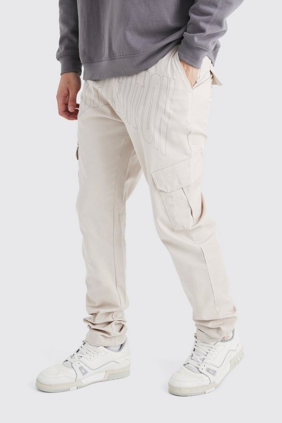 Tall Slim-Fit Cargohose mit Print