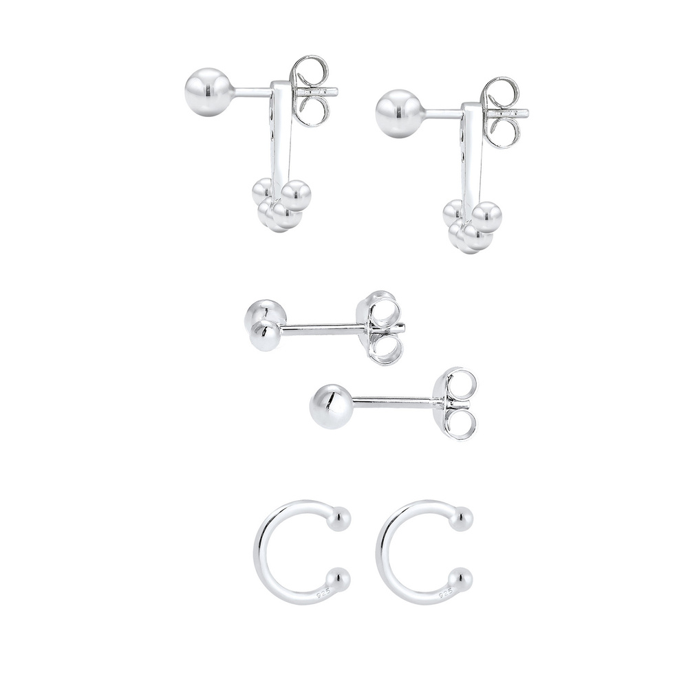 Elli Elli Boucles d'Oreilles Boules Geo Boucles d'Oreilles Femme - (925/1000) Argent Boucles d'oreilles