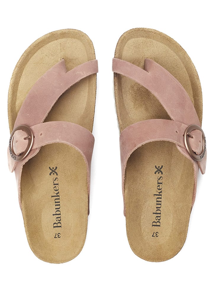 BABUNKERS Family Leder-Zehentrenner in Rosa günstig kaufen