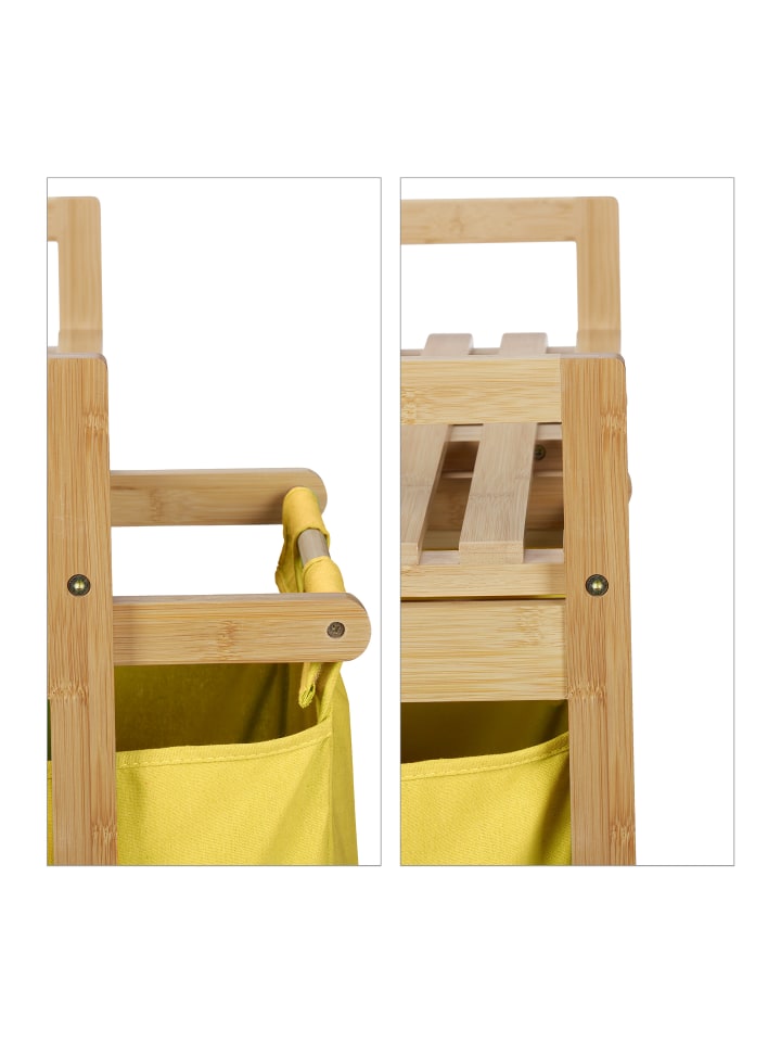relaxdays Wäschekorb Regal in Natur/ Gelb - (B)64 x (H)73 x (T)33 cm günstig kaufen onesize