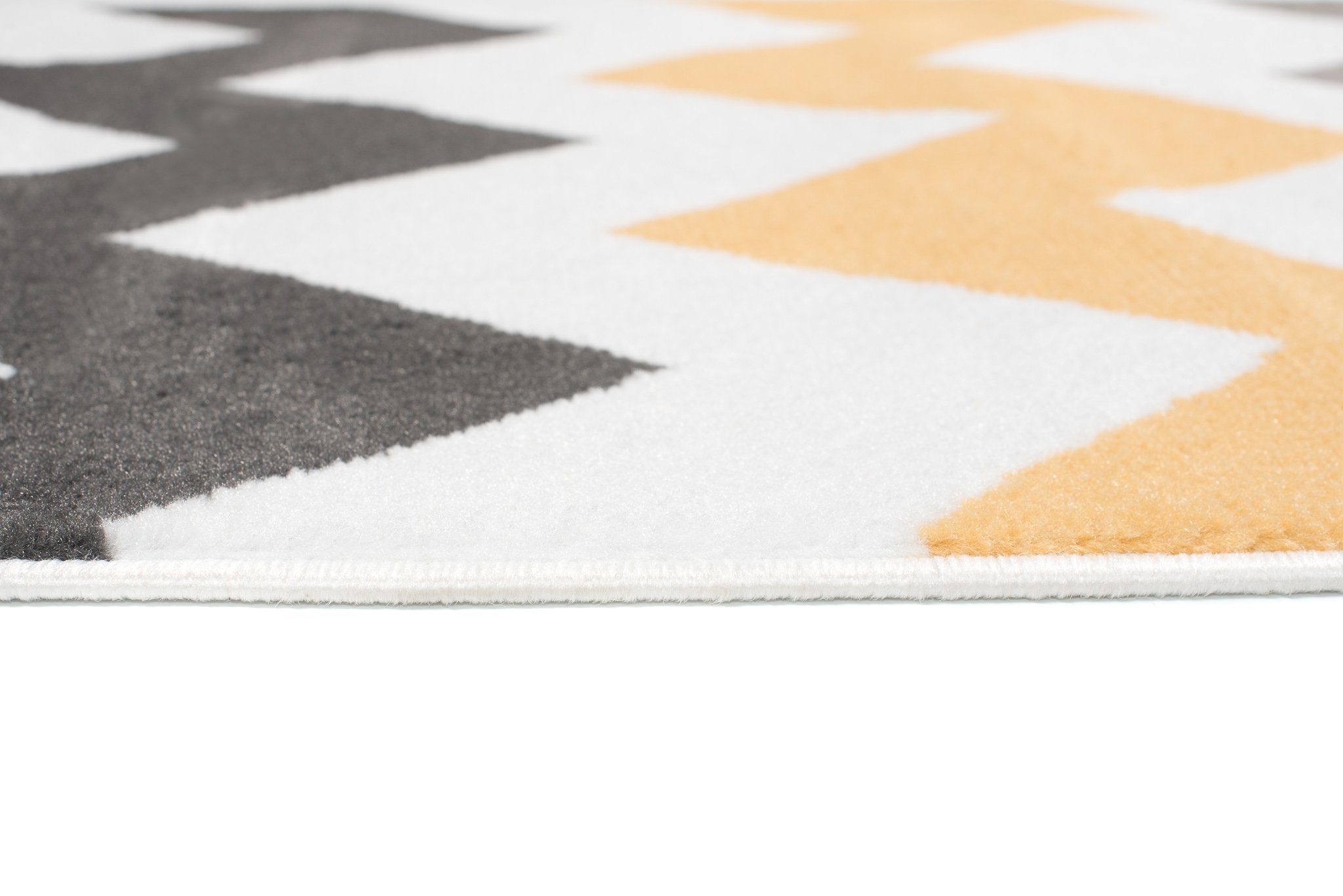 Läufer Läufer Flurläufer Modern für Vorzimmer 80 cm Breit Grau Gelb, Mazovia, 80 x 100 cm, Kurzflor, Meterware, Höhe 8 mm, Kurzflor - niedrige Florhöhe
