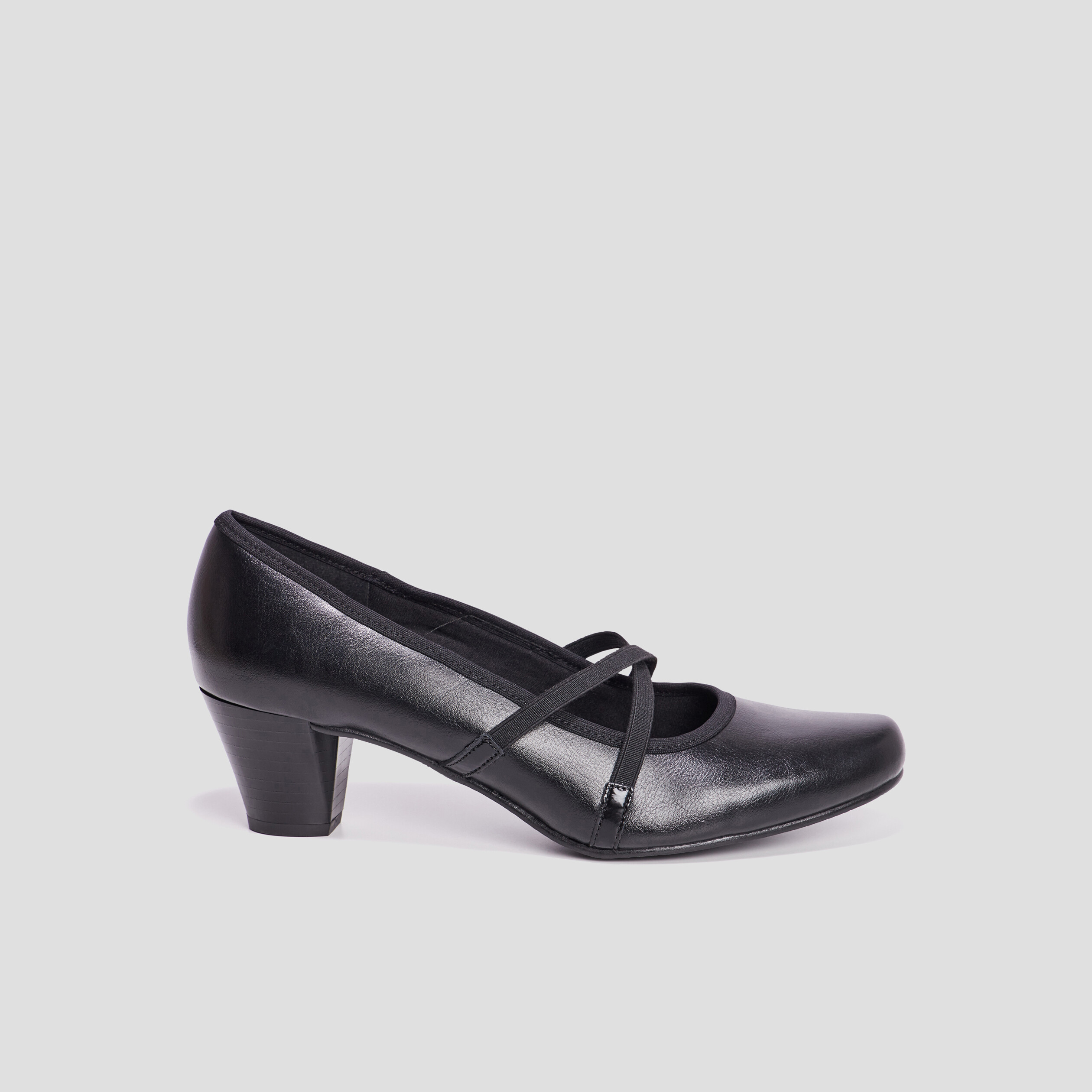 Escarpins confort à talons en cuir noir femme | La Halle