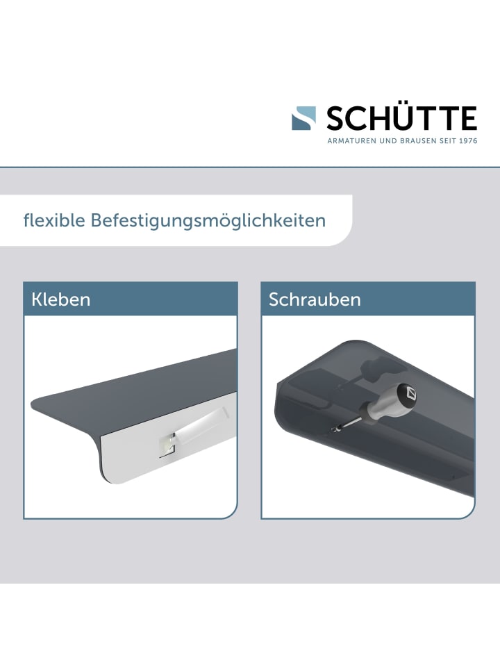 Schütte Duschablage in Anthrazit, Duschregal ohne Bohren - (L) 12 x (B) 35 x (H) 5 cm günstig kaufen onesize