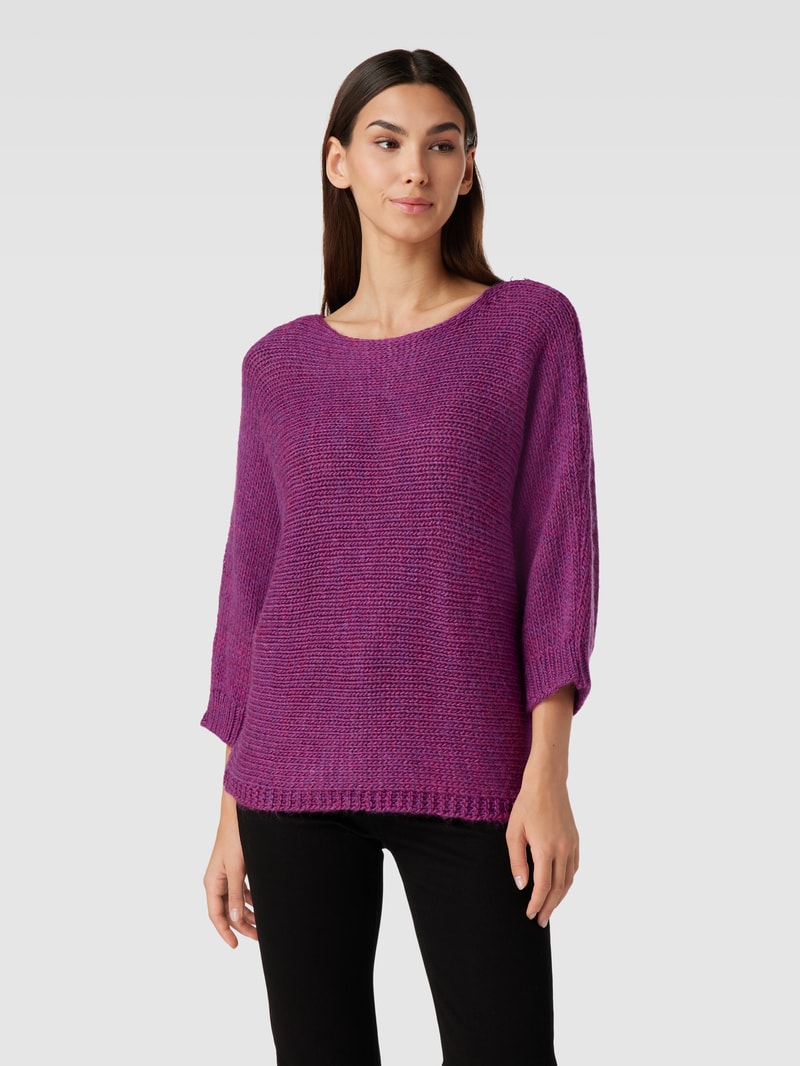 Strickpullover mit U-Boot-Ausschnitt und 3/4-Arm in pink