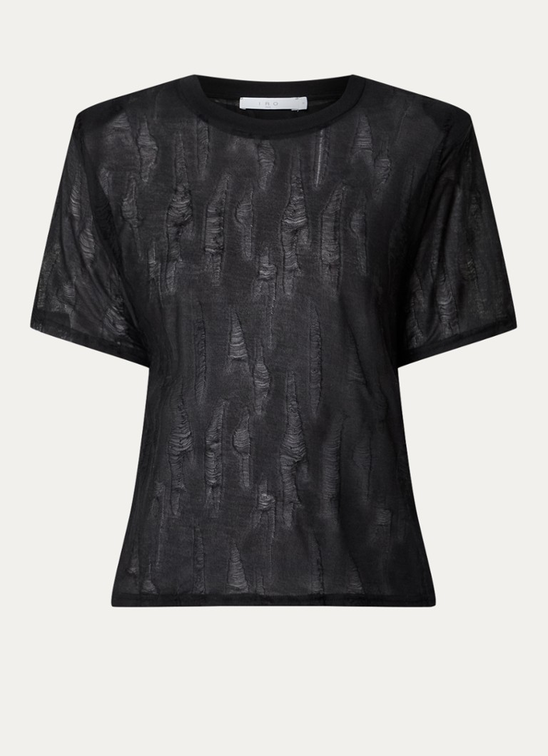 Camiseta IRO History com acabamento desgastado e ombreiras.