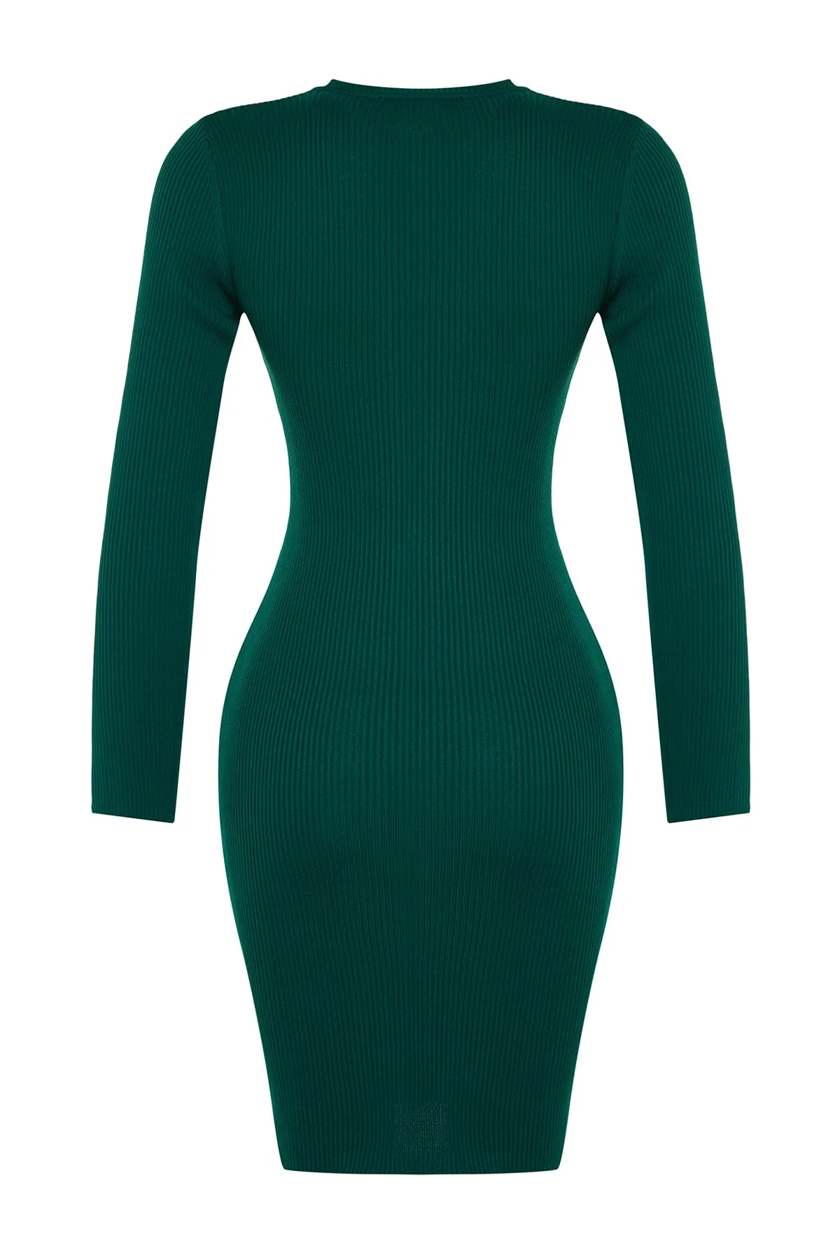 Trendyol Collection  Smaragdgrünes, figurbetontes Mini-Strick-Basic-Kleid TWOAW23EL01416