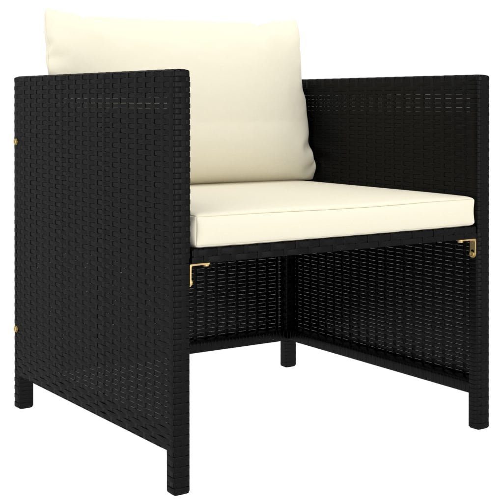 vidaXL Loungesofa Gartensofa mit Kissen Schwarz Poly Rattan, 1 Teile