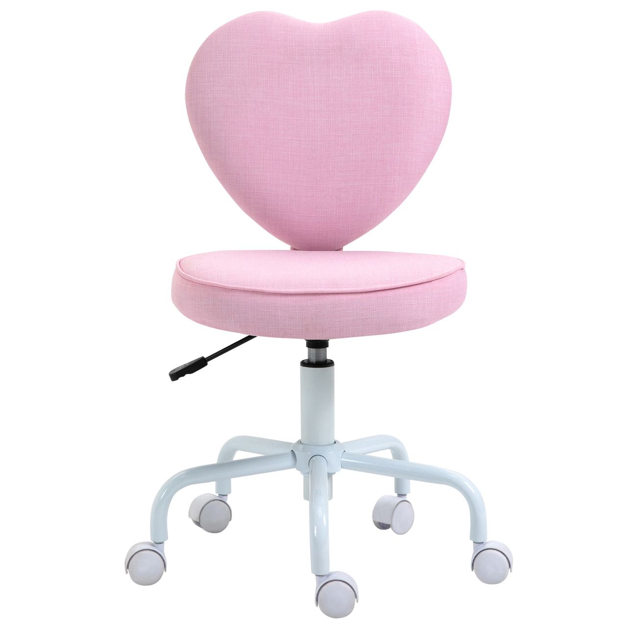HOMCOM Stuhl Chefsessel Drehstuhl Computerstuhl Polsterung Rosa Leinenstoff 40 x 50 x 79-89 cm
