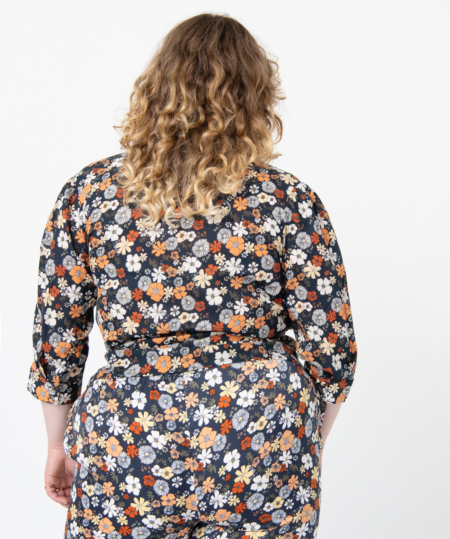 Blouse femme grande taille à manches forme cache-cur imprime | GEMO