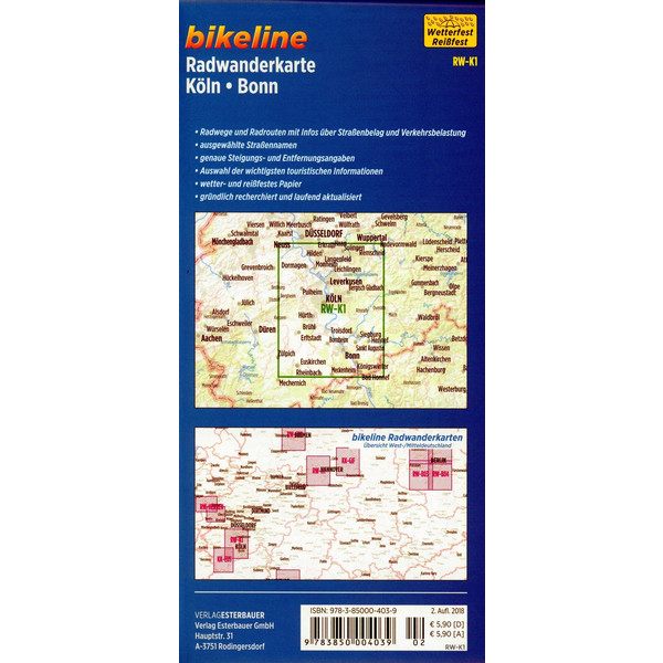 Bikeline Radwanderkarte Köln / Bonn 1 : 60 000 - Fahrradkarte