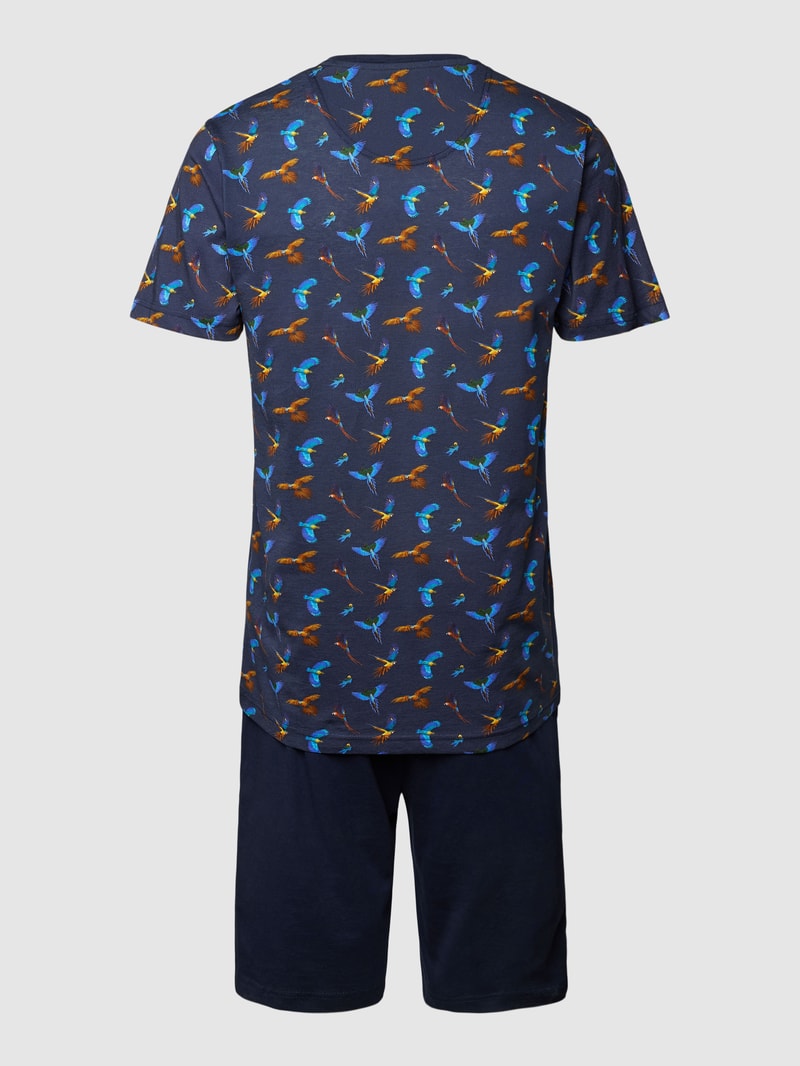 Pyjama mit Allover-Muster Modell 'SHORTY' in gelb