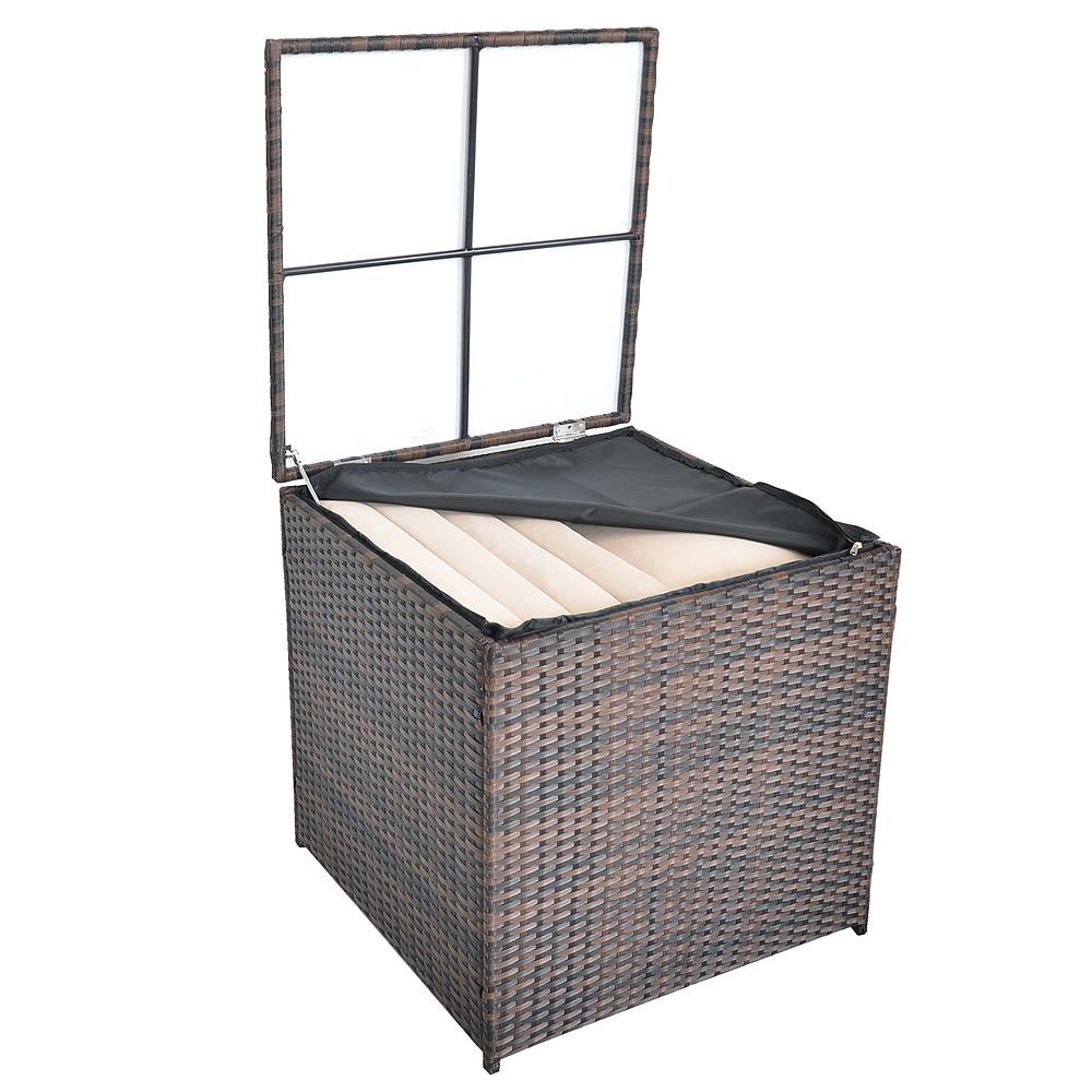 Mucola Gartenlounge-Set Polyrattan Sitzgruppe mit Auflagenbox Sitzgarnitur Gartengarnitur, (Set, 2-tlg), Sicherheitsglasplatte