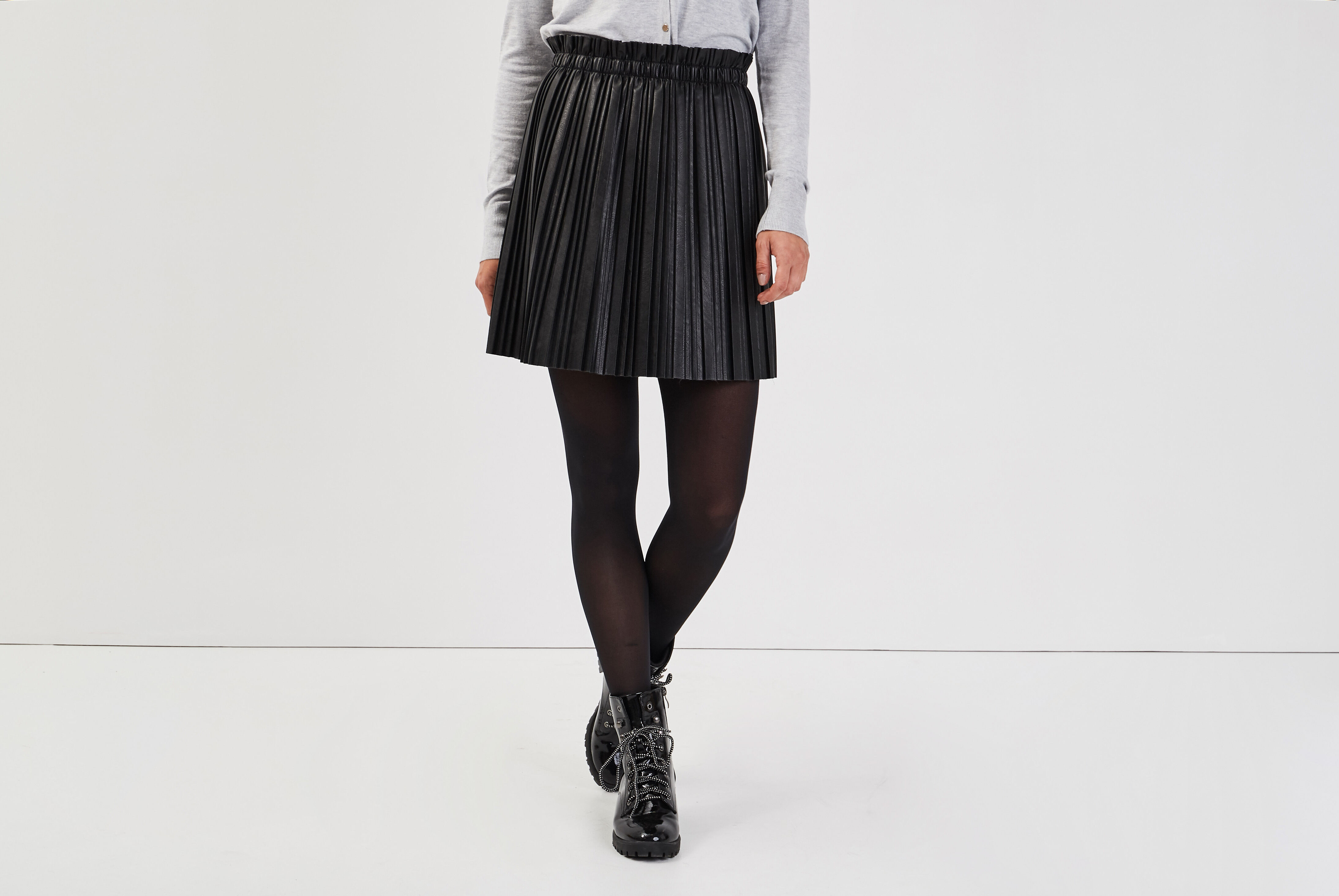Jupe évasée plissée noir femme | Cache Cache