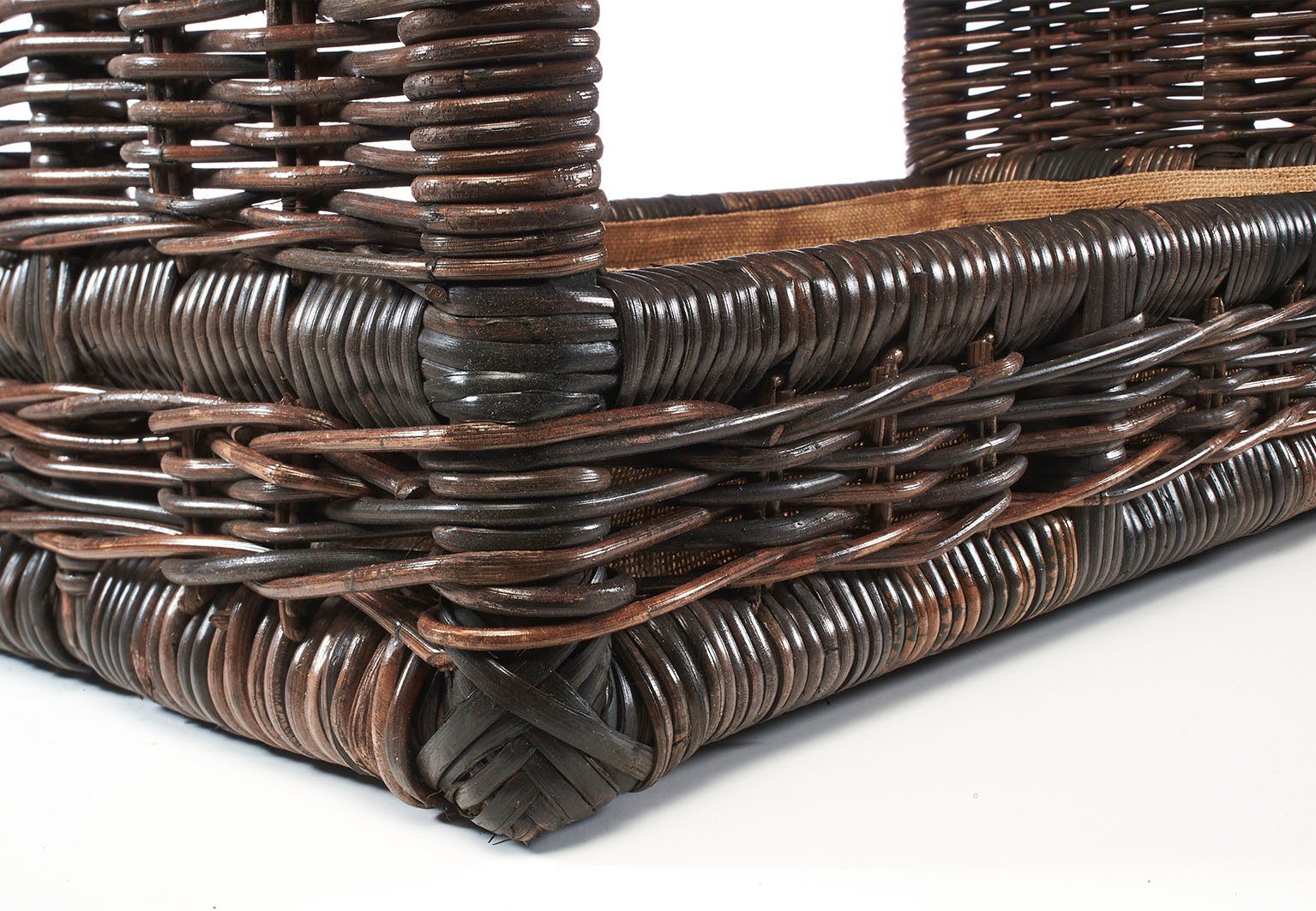 Kobolo Kaminholzregal Kaminholzablage - krabu Rattan - mit Leinenstoff, BxTxH:75x44x45 cm