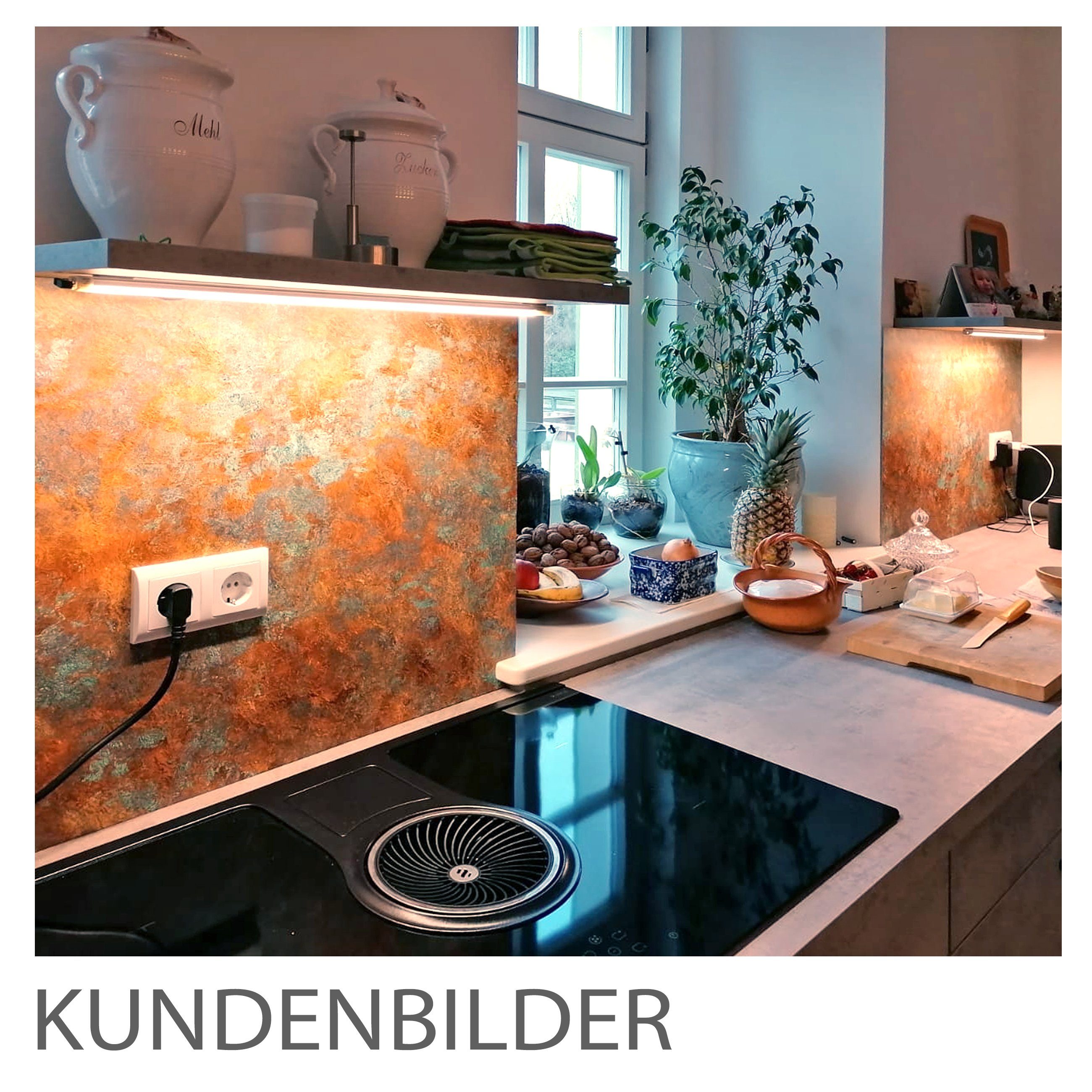 Stickerprofis Küchenrückwand VINTAGE BRONZE, (Premium), 1,5mm, selbstklebend, hält auf besonders vielen Öberflächen