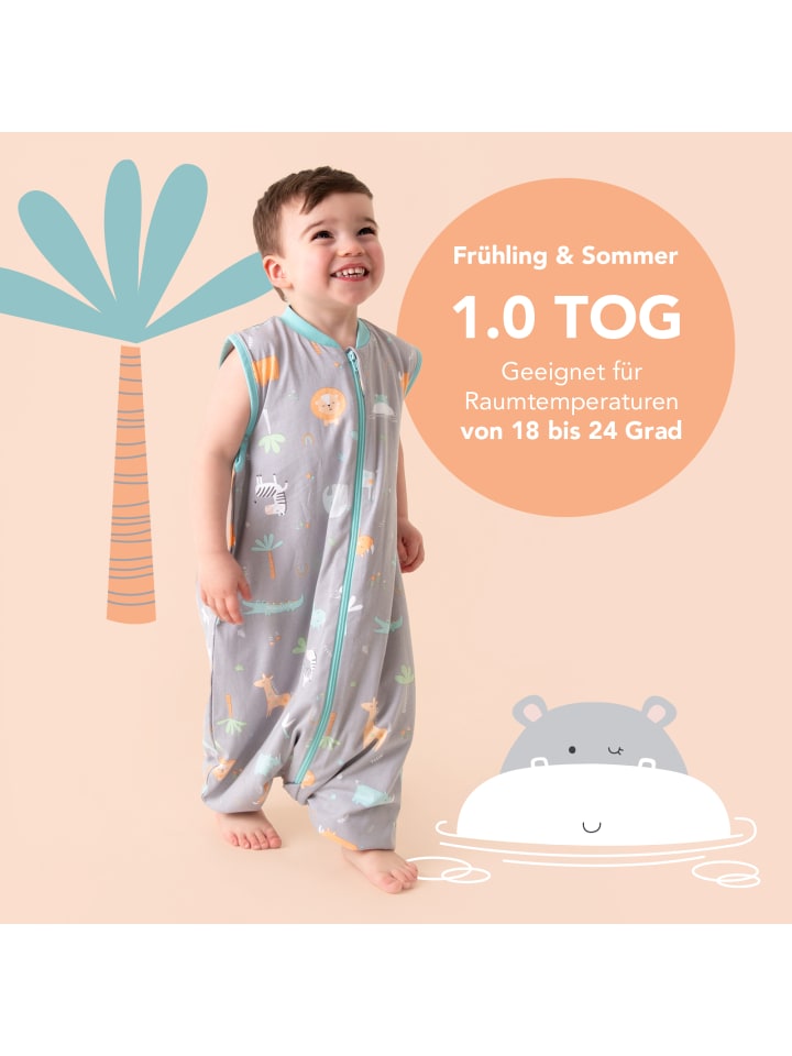 Schlummersack Schlafsack mit Füßen und umklappbaren Bündchen 1.0 TOG in Türkis günstig kaufen