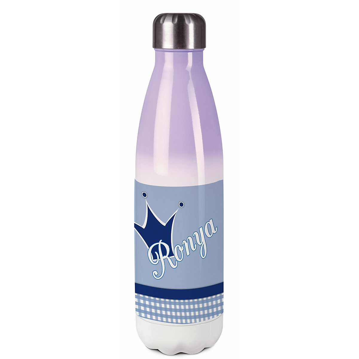 Edelstahl Kinder Thermoflasche / Trinkflasche bunt Krone Farbe blau Spülmaschinenfest, Auslaufsicher, Bruchfest, Doppelwandig, Für Heißgetränke geeignet, Mit Deckel, Isoliert