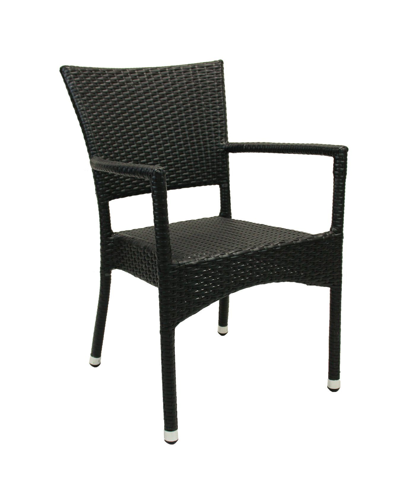 Konway Stapelstuhl ROM (4 St), 4x KONWAY® ROM Stapelsessel Schwarz Premium Polyrattan Sessel
