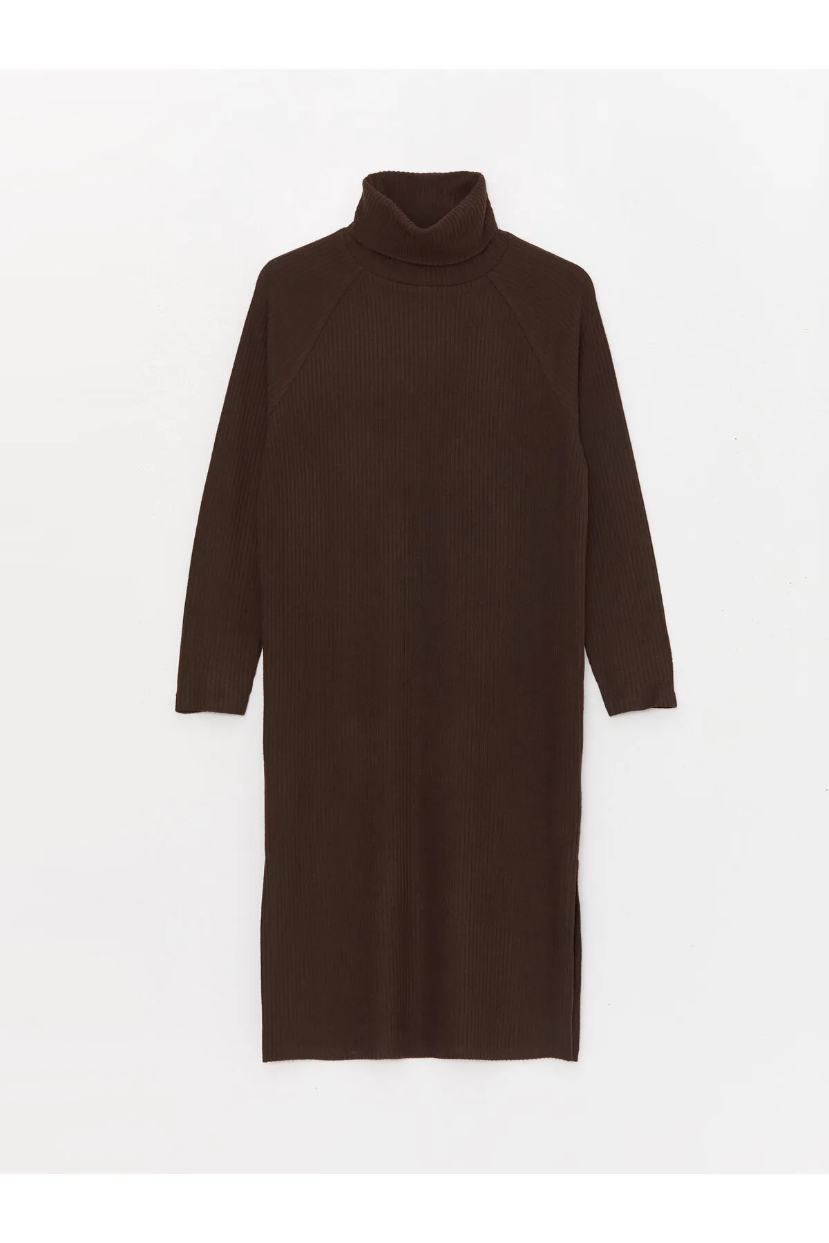 LC Waikiki  Einfarbiges langärmliges Damen-Strickkleid mit Rollkragen
