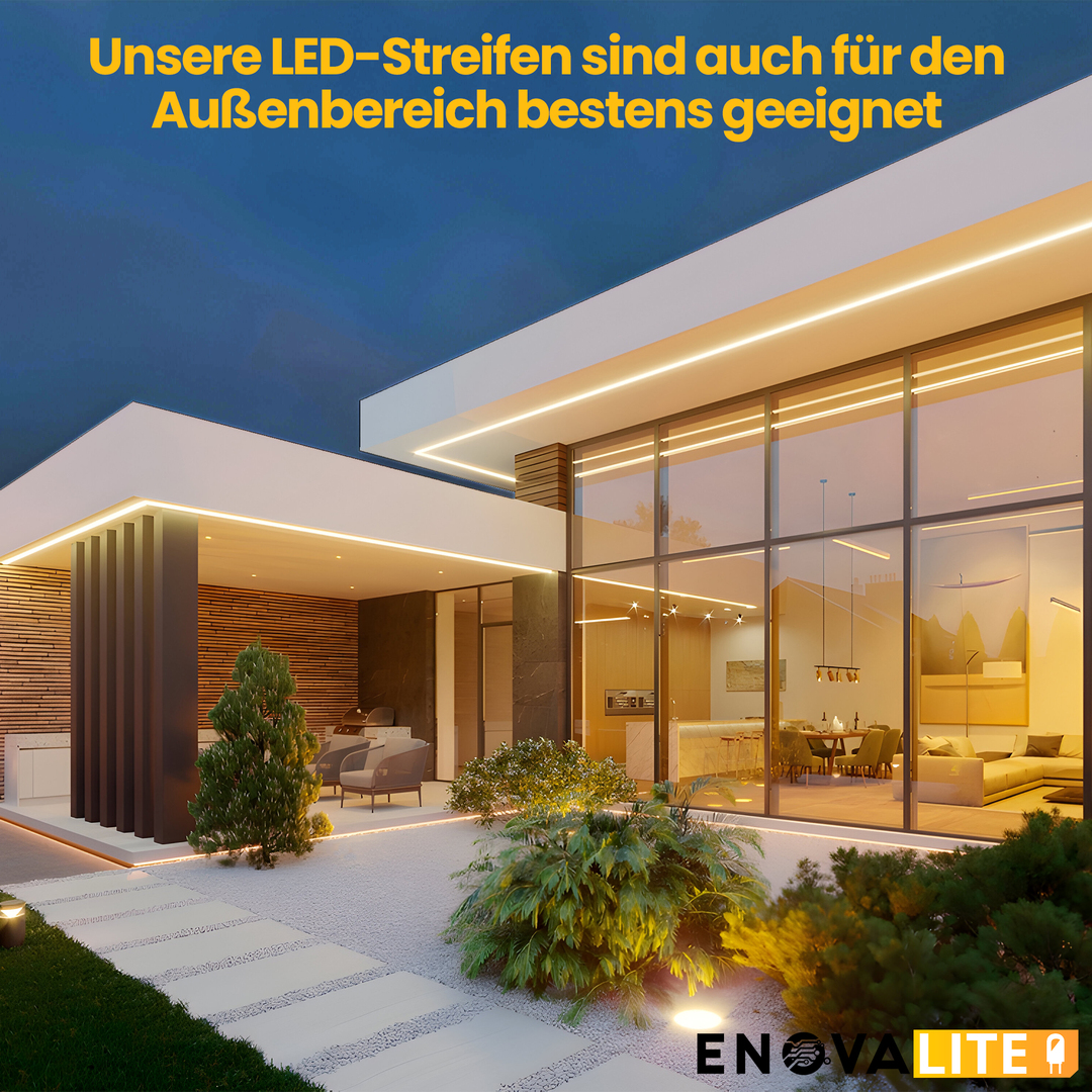 ENOVALITE LED-Streifen, RGB und kaltweißes Licht, IP54, 24 V