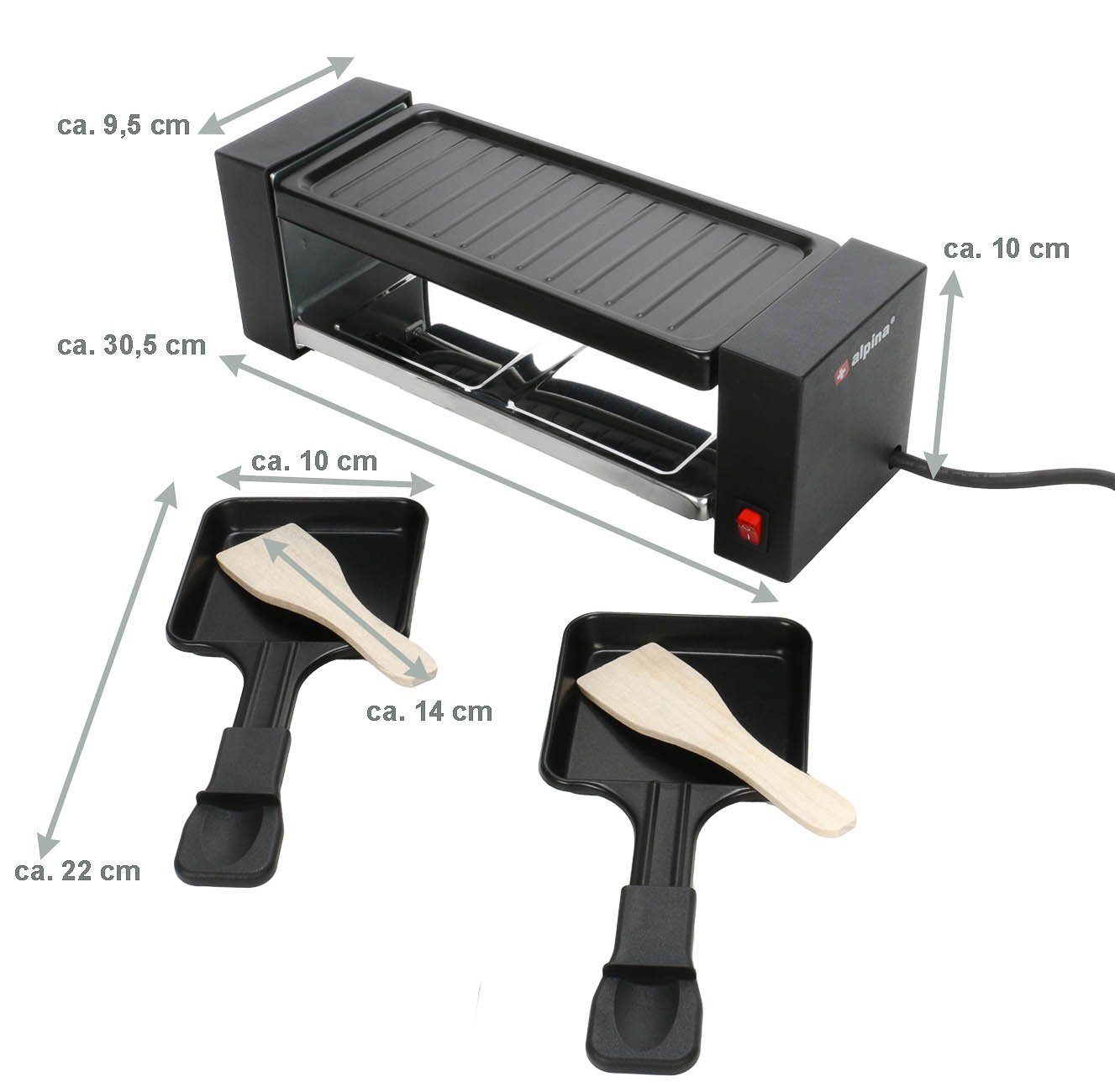 *Alpina* Raclette Gourmet-Grill, Gourmet-Grill und Raclette für 2 Personen