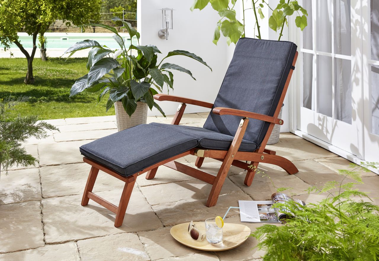 Grasekamp Auflage Anthrazit zu Deckchair Santos 174x51x6cm Gartenliege Liegestuhl Sonnenliege Relaxliege
