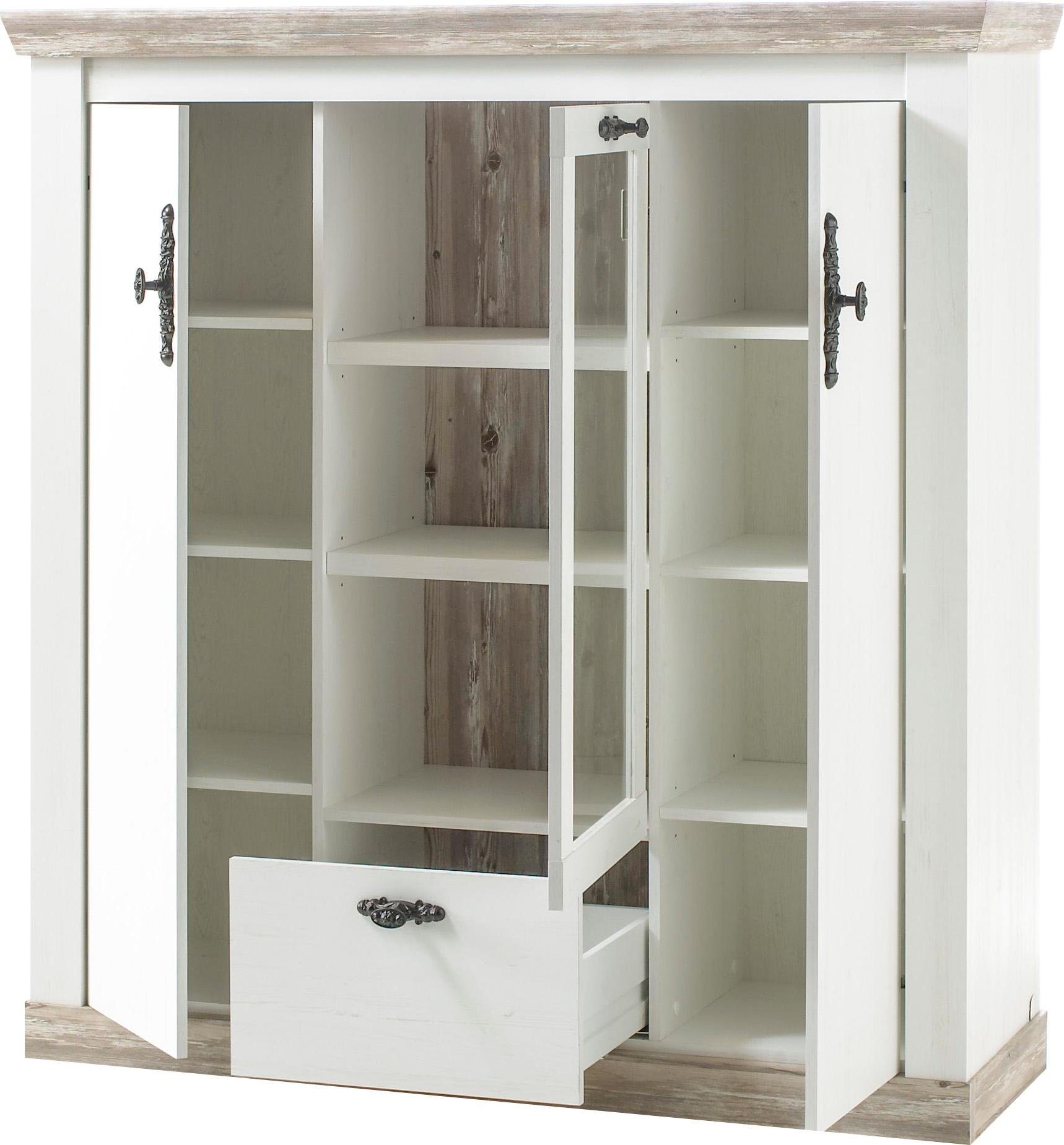 Home affaire Highboard Florenz, im romantischen Landhaus-Look, Breite 140 cm