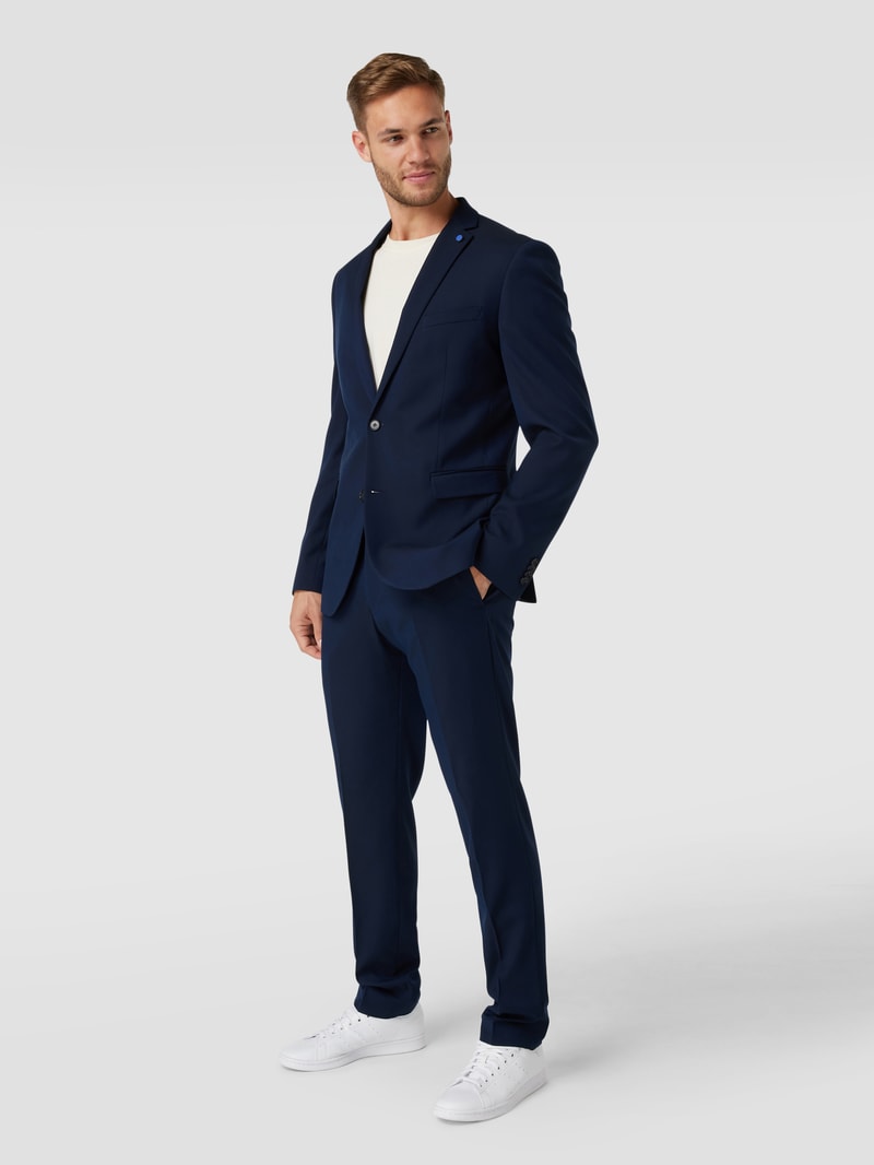 Slim Fit 2-Knopf-Sakko mit Webstruktur in marineblau