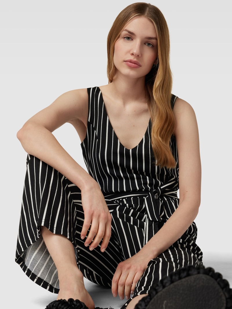 Jumpsuit mit Streifenmuster in schwarz