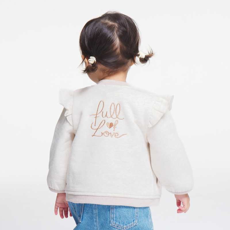 Gilet molleton à volants beige bébé fille