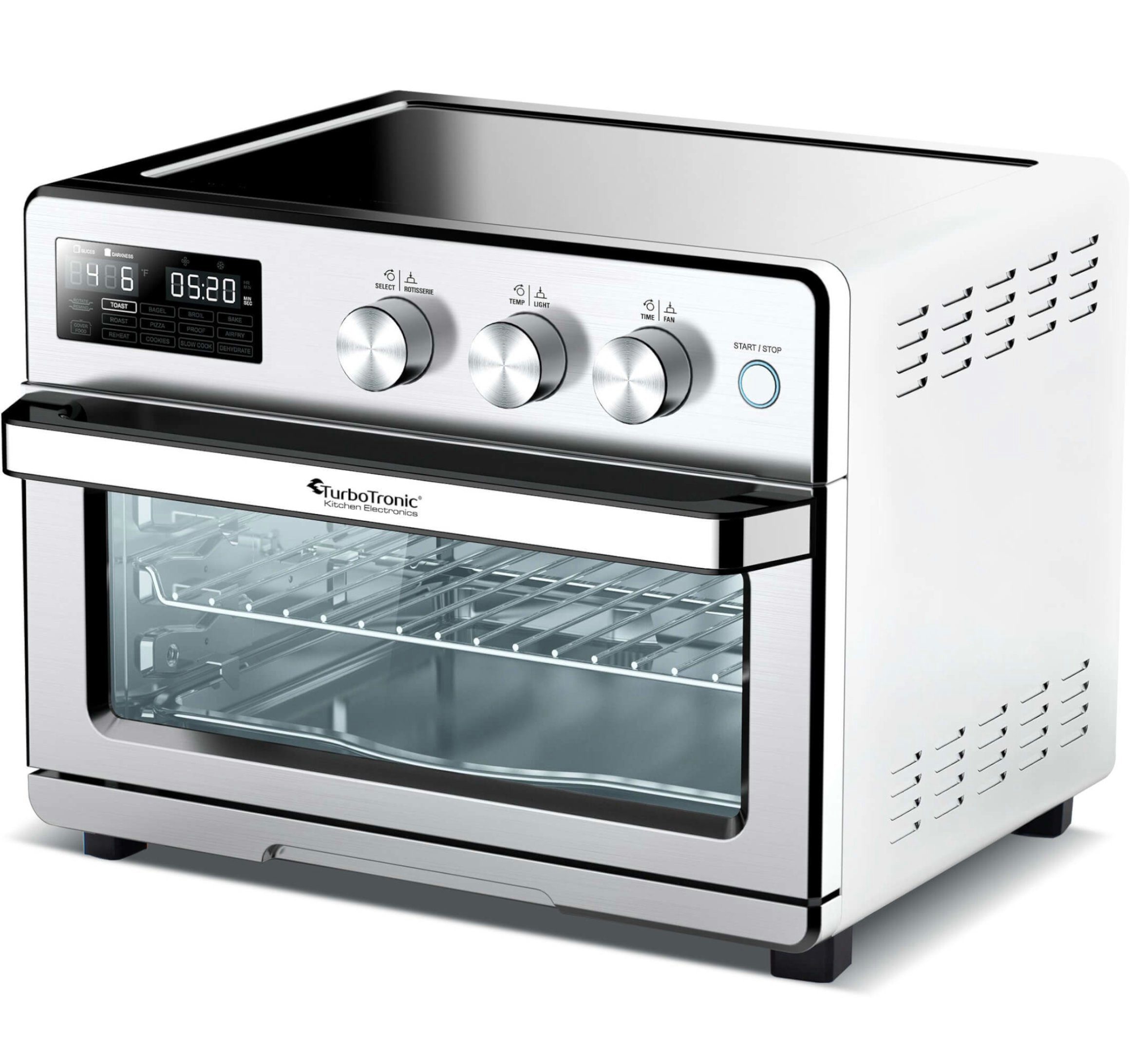 TurboTronic by Z-Line Minibackofen Digitaler Heißluftofen XXL, AF32DRD -32 Liter mit Drehspieß 4in1